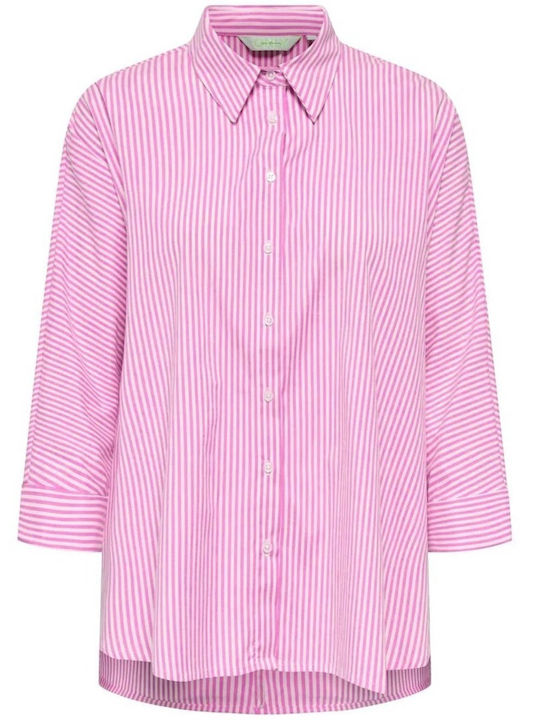 Long Sleeve Women's Shirt Intense Pink Striped
