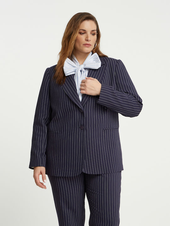 Mat Fashion Μακρύ Γυναικείο Σακάκι Μπλε