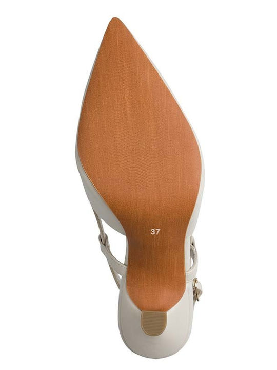 Pantofi cu toc cu Toc Stiletto & Curea Ecru
