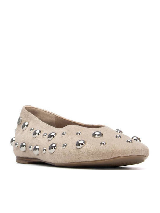 Synthetic Leather Ballerinas Beige