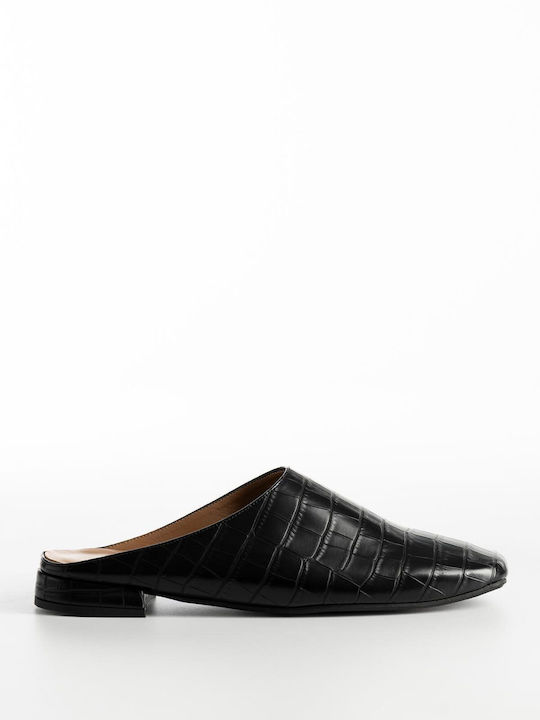 Gin Flach Mules in Schwarz Farbe