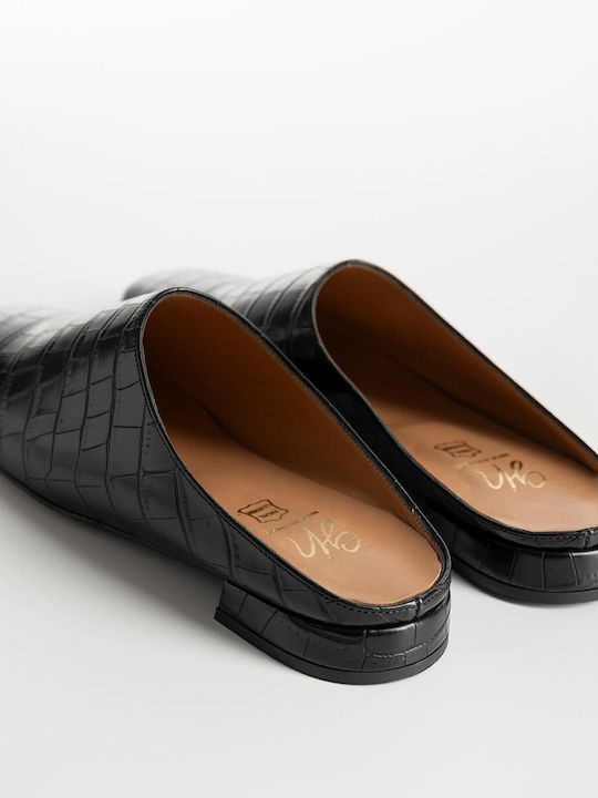 Gin Flach Mules in Schwarz Farbe