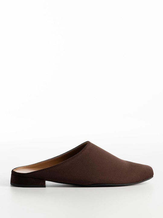 Gin Flat Suede Mules σε Καφέ Χρώμα