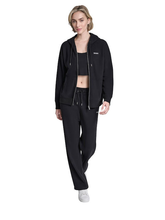 Damen Sweatshirtjacke Kapuzen Schwarz