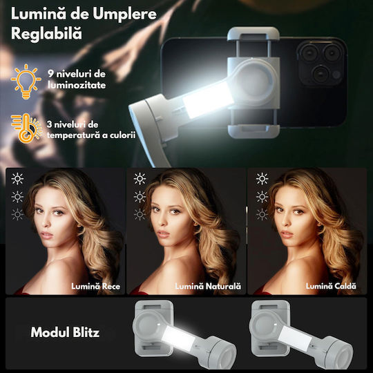 Gimbal Mobil cu Stabilizator pe 3 Axe și o durată de viață a bateriei de 8 ore Argintiu