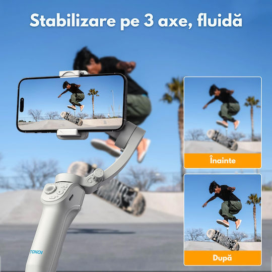Gimbal Mobil cu Stabilizator pe 3 Axe și o durată de viață a bateriei de 8 ore Argintiu