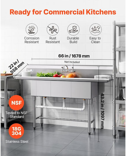 Vevor Faucet Triple BXGDLSSCMSSC0BMHZ001V0 35.6x40x27.9cm