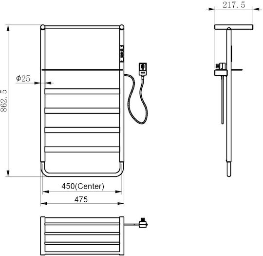 Piccadilly Electric Towel Rail 87x47.5cm Gold