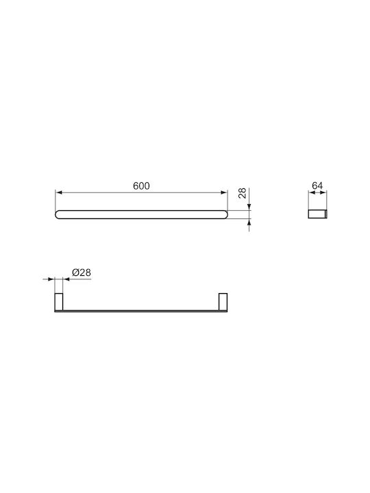 Ideal Standard Conca Single Wall-Mounted Bathroom Rail Silver
