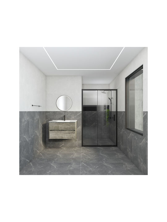 Bronze Art Single Wall-Mounted Bathroom Rail ​60x60cm Black