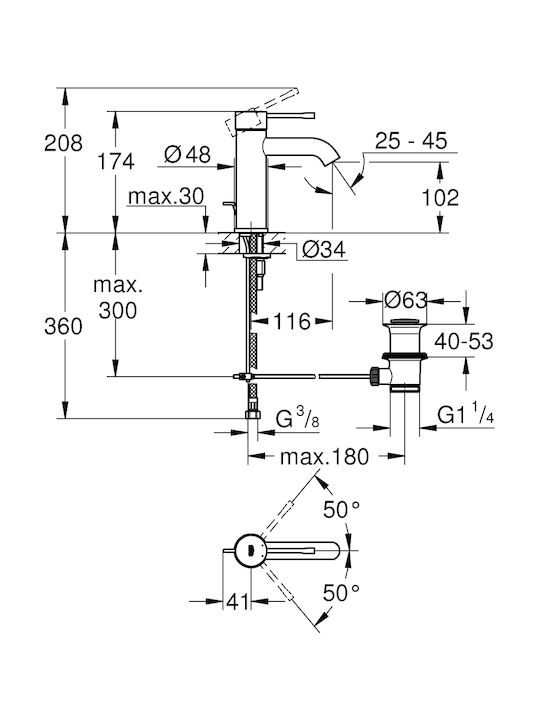 Grohe Mischung Waschtischarmatur Grau