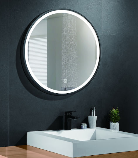 Oglindă de Baie Iluminată LED Standard Cu Ramă Neagră Φ60 Bronze Art 60n7-60-60