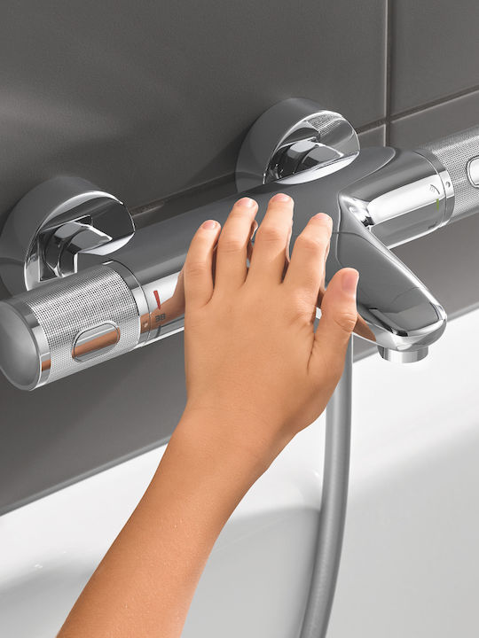 Grohe Αναμεικτική Μπαταρία Μπανιέρας Θερμοστατική Ασημί