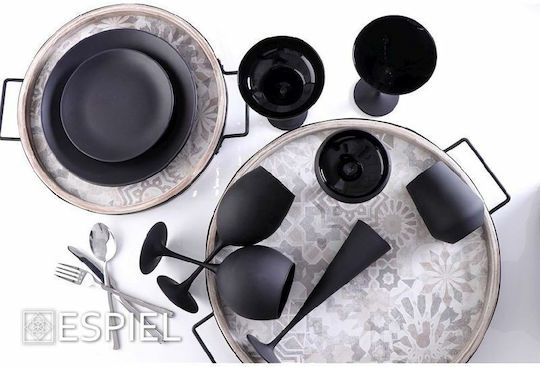 Espiel Maya Set of Glasses Cocktail/Drinking made of Glass in Black Color Stemmed 305ml 6pcs