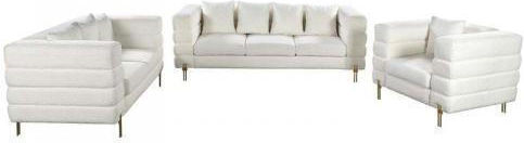 Morris Living Room Furniture Set 3-Seater & 2-Seater & Armchair White