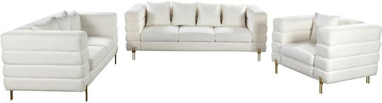 Morris Living Room Furniture Set 3-Seater & 2-Seater & Armchair White