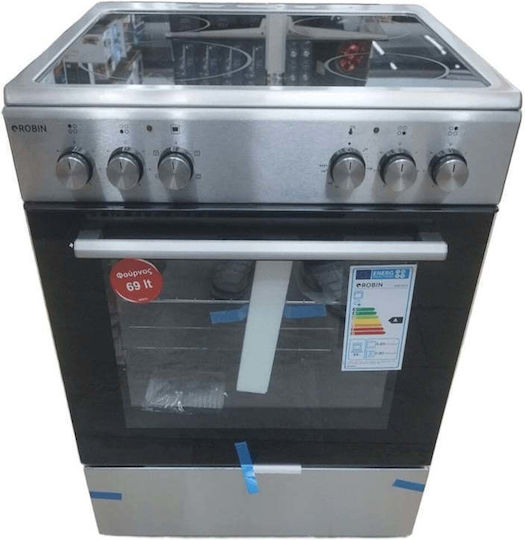 Robin Aragaz 69lt cu Plite Ceramice L60cm. Inox