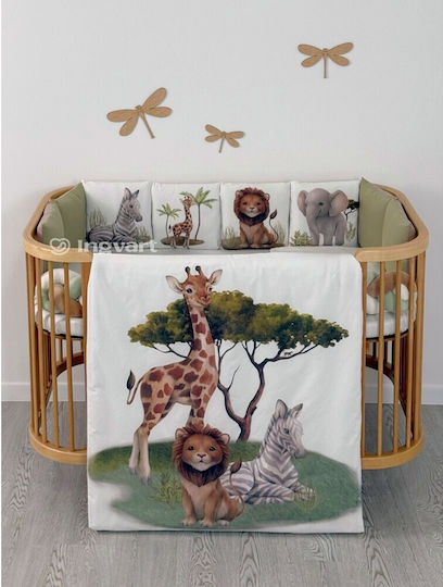 IngVart Baby Bedding Set for Crib White 7 Pieces SETJUNGLE 60*