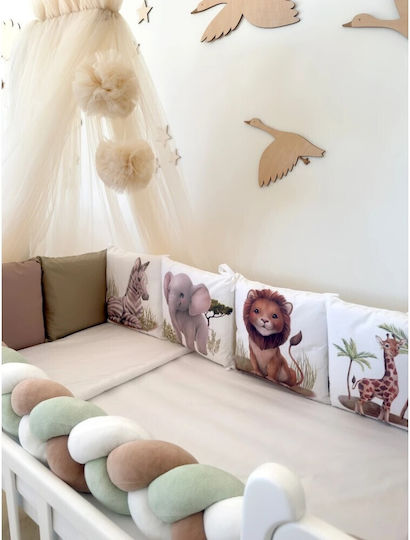 IngVart Baby Bedding Set for Crib White 7 Pieces SETJUNGLE 60*