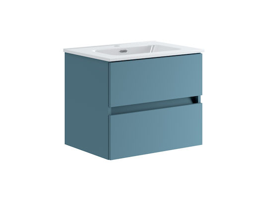 Piccadilly Countertop with Sink, Mirror & Column Melamine Pacific Blue