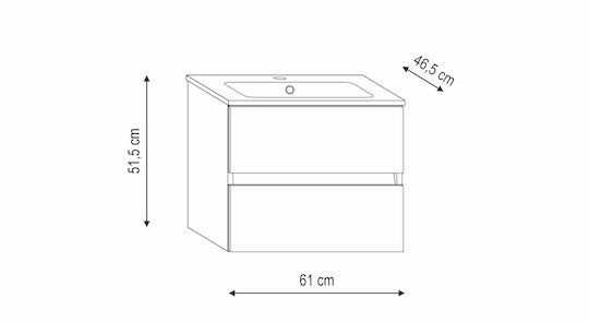 Piccadilly Countertop with Sink, Mirror & Column Melamine Pacific Blue