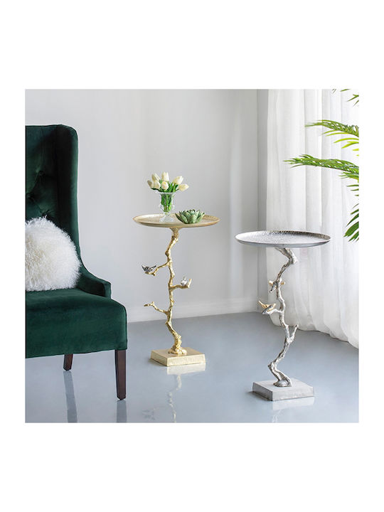 Round Side Coffee Table Branch Metal Gold Silver W43xL43xH70cm