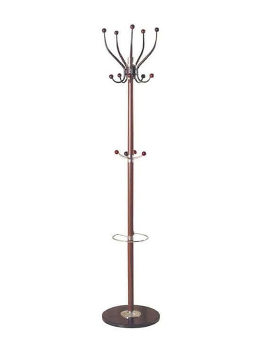 Zita Plus Metallic Coat Rack with Umbrella Holder Walnut 38x38x180cm