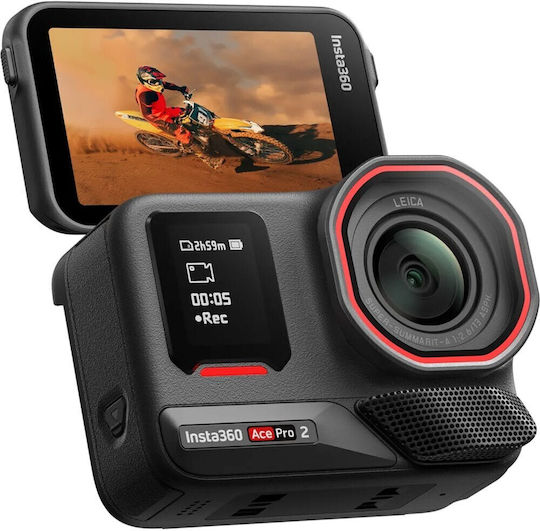 Insta360 Ace Pro 2 Action Camera 8K Underwater Ultimate Videography Bundle - 3 Lenses / 2 Filters / Xplorer Grip Pro Kit with Touch Screen 2.4" and Wi-Fi Black