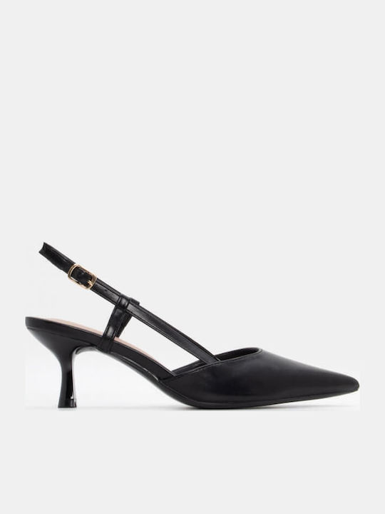 Pointed Toe Heels with Medium Heel Black