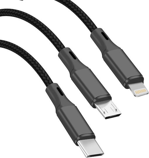 Yello Koko 5-in-1 Andy Xxl USB-A-C Micro-USB-USB-C-Blitzschlag-Kabel 1m Kategorie Schwarz