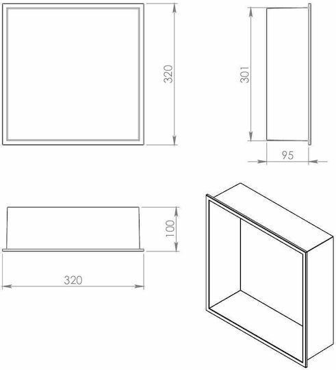 Gedy An der Wand montiert Badezimmerregal Metallisch Schwarz
