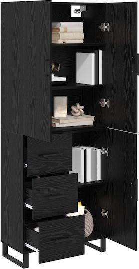 Bookcase Highboard Black Oak (2 pcs) 69.5x34x180 cm