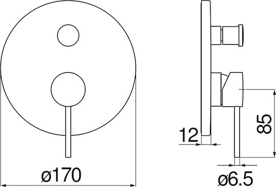 Nobili Set Mixer & Alimentare Îngropată pentru Duș Argintiu