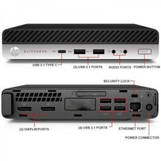 HP Prodesk 600 G4 Dm + Dell P2417h Refurbished Grade A Core i5-8500T 8GB 256GB SSD No OS