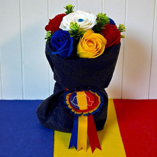 Tricolor Bouquet Soap Roses Romanian Insignia – Symbolic Elegant Gift