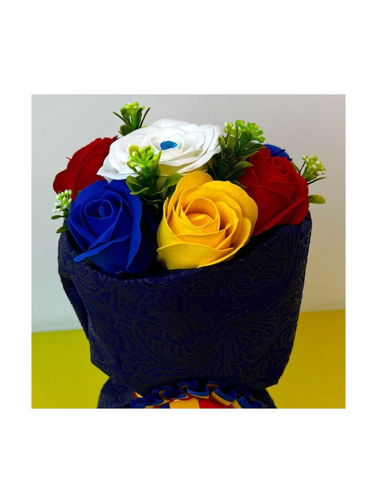 Buchet Tricolor Trandafiri Săpun Insignia Românească Cadou Elegant Simbolic
