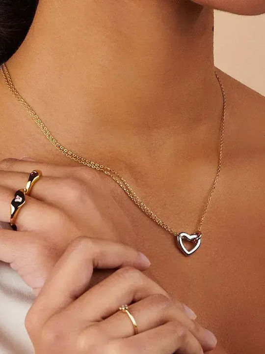 Necklace with design Heart from Gold Plated Steel