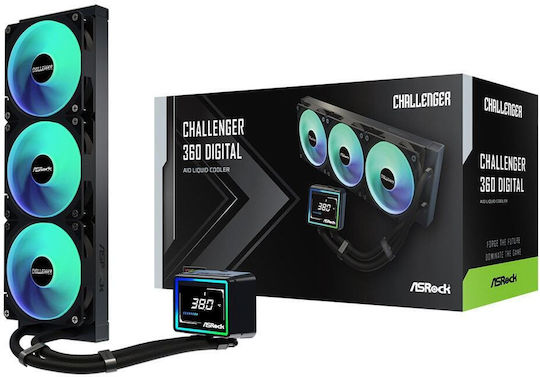 ASRock Challenger 360 Digital Water Cooling AIO CPU With 3 Fans 120mm And ARGB Lighting