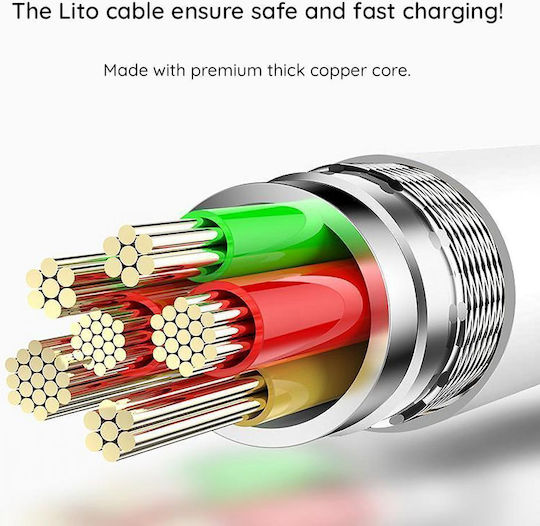 Lito Data Regular la Cablu Lightning 60W Alb 1m