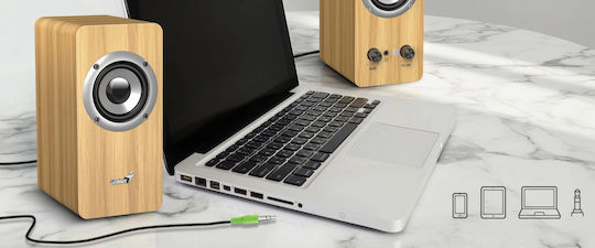 Genius SP-HF400 Компютърни Говорители 2.0 с Мощност 10W Борово Дърво