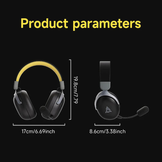 Ajazz AHM08 Max Ασύρματο Over Ear Gaming Headset με σύνδεση Bluetooth / USB Purple for PC