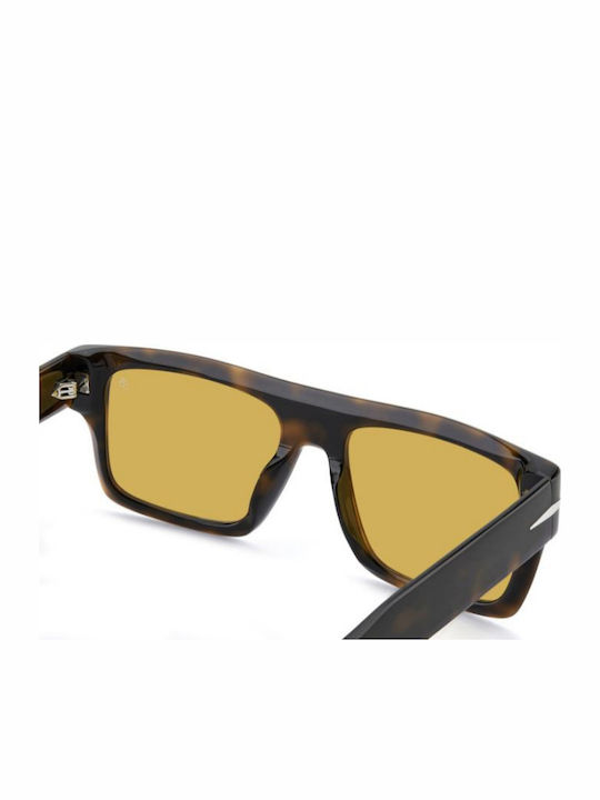 David Beckham Unisex Sunglasses with Yellow Horn-Rimmed Frame and Yellow Lens DB 7161/S WR9/HO