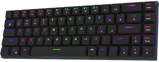 Aqirys Agena Wireless Gaming Mechanical Keyboard 65% with Gateron Red switches and RGB lighting (English US)