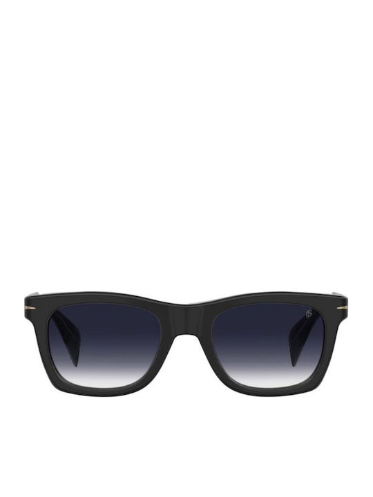 David Beckham Unisex Sunglasses with Black Horn-Rimmed Frame and Black Lens DB 1222/S 807/08