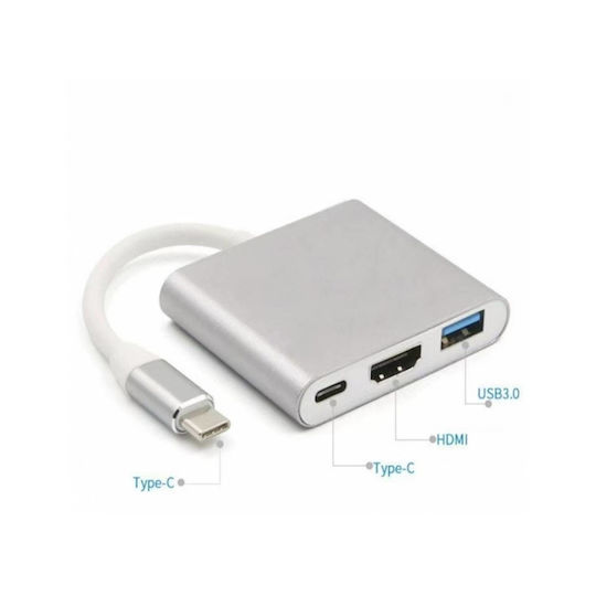 Platinet USB-C докинг станция с 4K, PD и Ethernet, сива (PMH01)