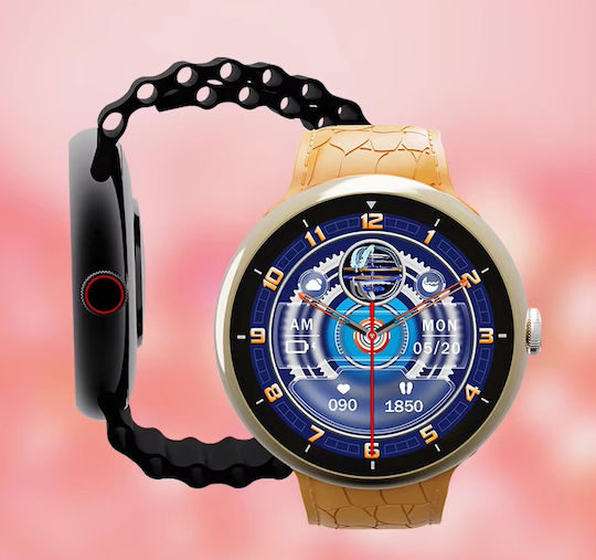 V16 Pro Max 50mm Smartwatch (Orange/Brown)