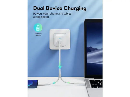 RAVPower Φορτιστής Χωρίς Καλώδιο GaN με Θύρα USB-A και Θύρα USB-C 45W Power Delivery Λευκός (RP-PC171)