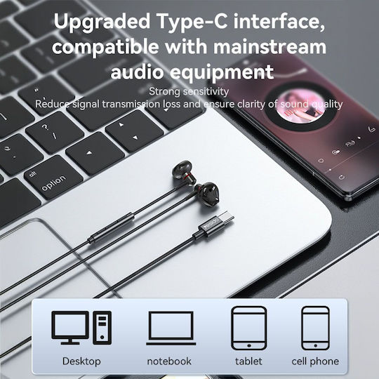 Yesido YH49 Handsfree cu două căști cu mufă USB-C Negru