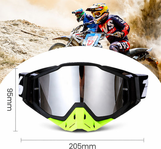 Ochelari Moto Atv Enduro Cross Fixato Lentilă Aurie Cadru Portocaliu Alb