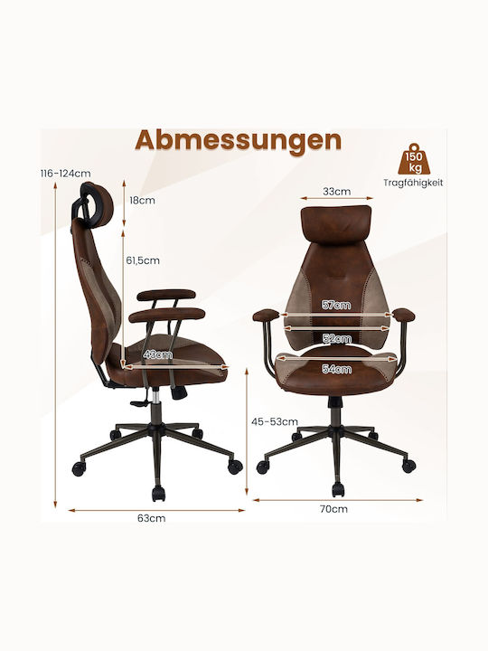 Stuhl Büro mit Verstellbaren Armen Coffee Costway